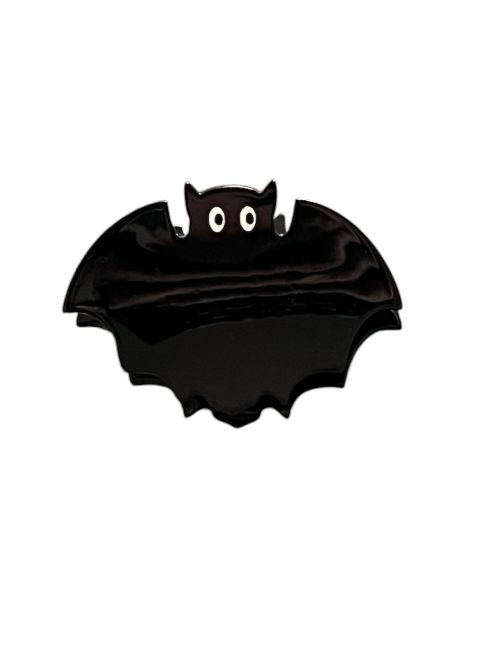 Black Flying Bat Halloween 1.75" Glossy Lobster Claw Hair Clip